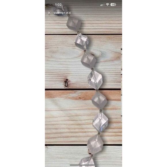 Vintage 70’s Ice Block Necklace Clear Frosted Art Deco Retro Heritage Office - Picture 5 of 6